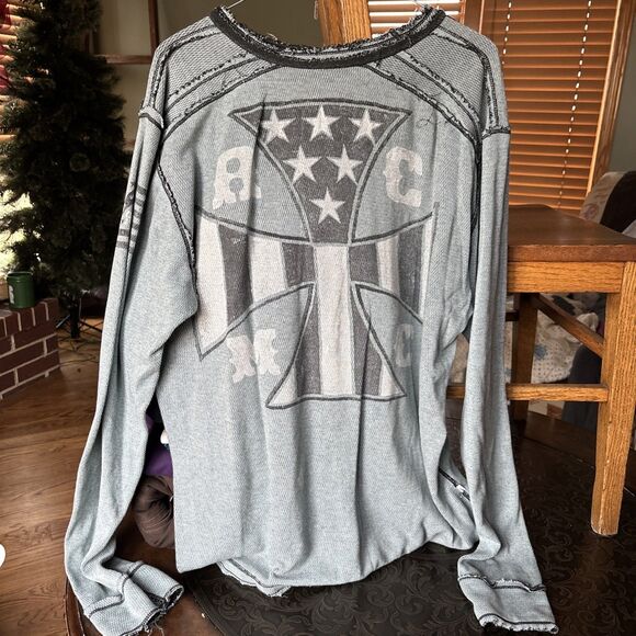 VINTAGE MENS AFFLICTION THERMAL LONGSLEEVE REVERSIBLE DISTRESSED FIGHTER XL/XXL - Picture 4 of 9